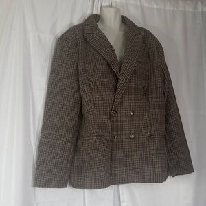 Women Classic Brown Double-Breasted Pea Coat